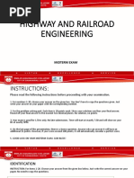 Highway and Railroad Engineering Midterm Examination