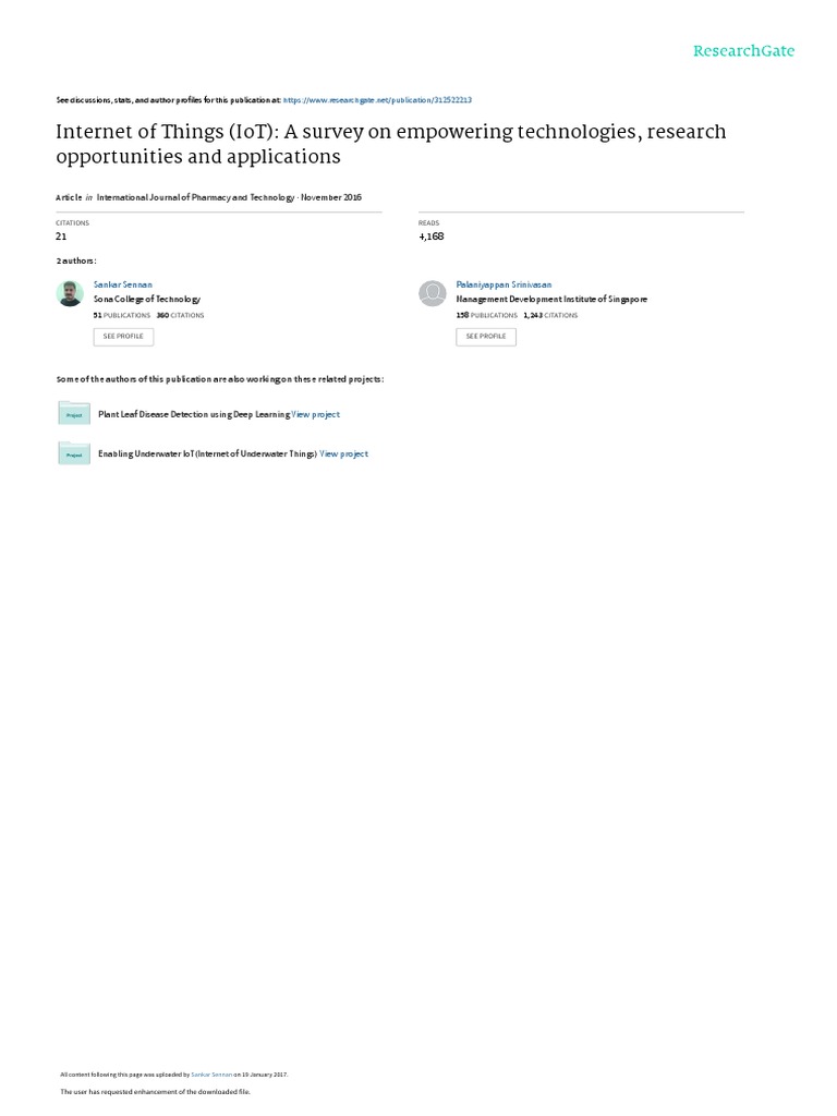 Internet of Things (Iot) : A Survey On Empowering Technologies ...