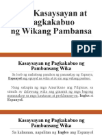 Kasaysayan at Pagkakabuo NG Wikang Pambansa