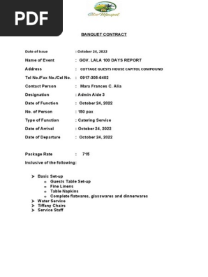 Gov. Lala Event Catering Contract