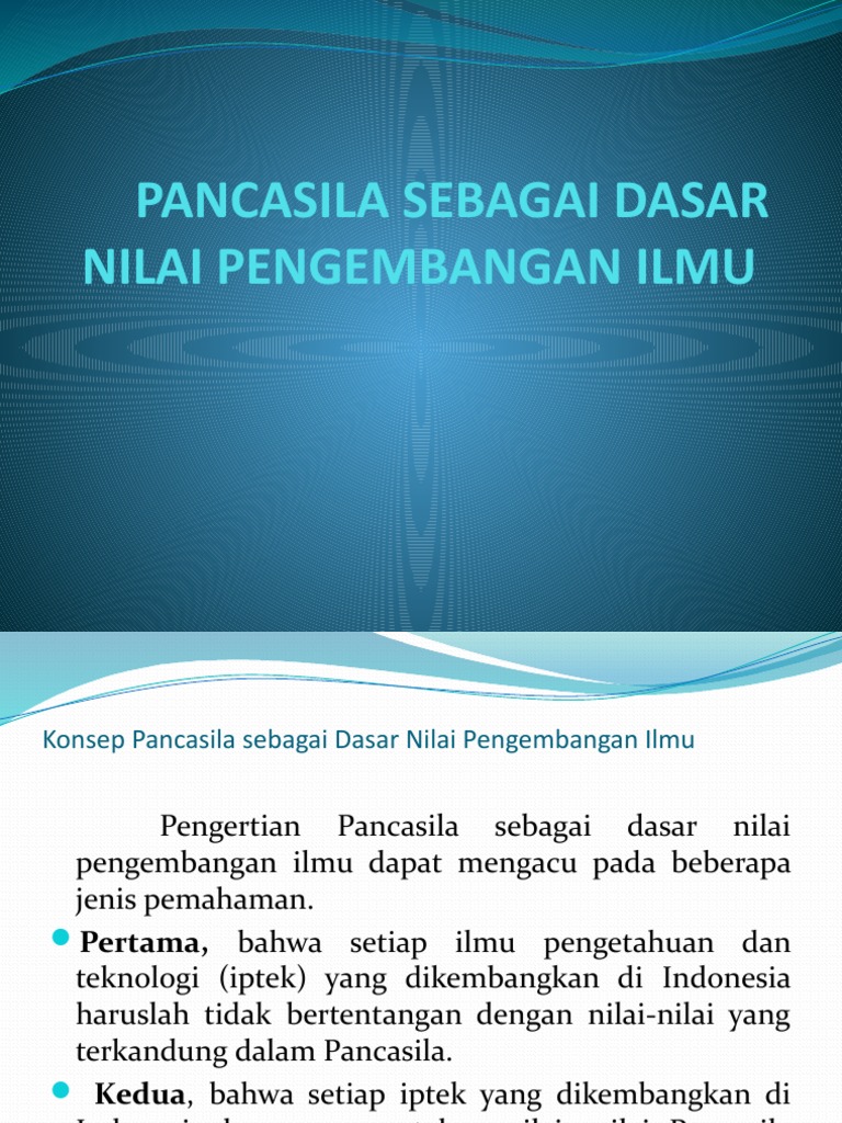 Pancasila Sebagai Dasar Nilai Pengembangan Ilmu | PDF | Ilmu Sosial ...