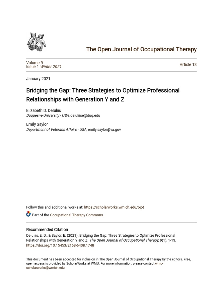 Bridging The Gap With Generation Y And Z Pdf Occupational Therapy