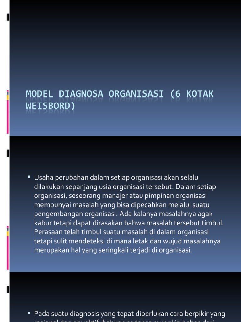 MODEL DIAGNOSA ORGANISASI (6 Kotak Weisbord) | PDF