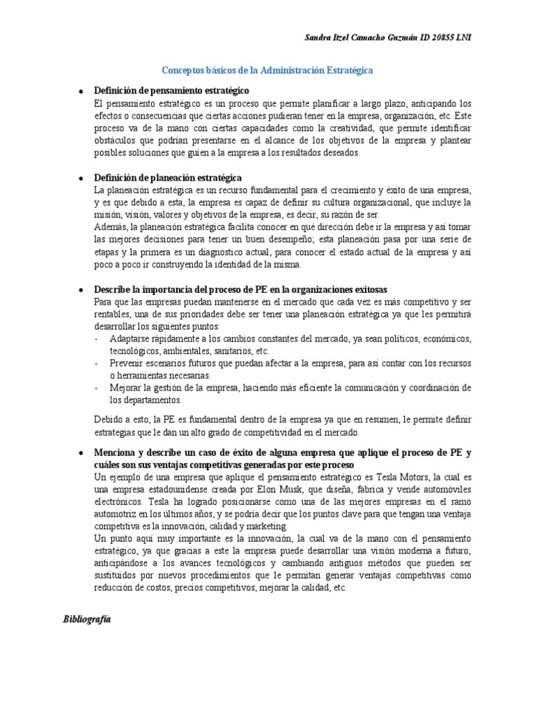 Conceptos Básicos de La Administración Estratégica | PDF ...