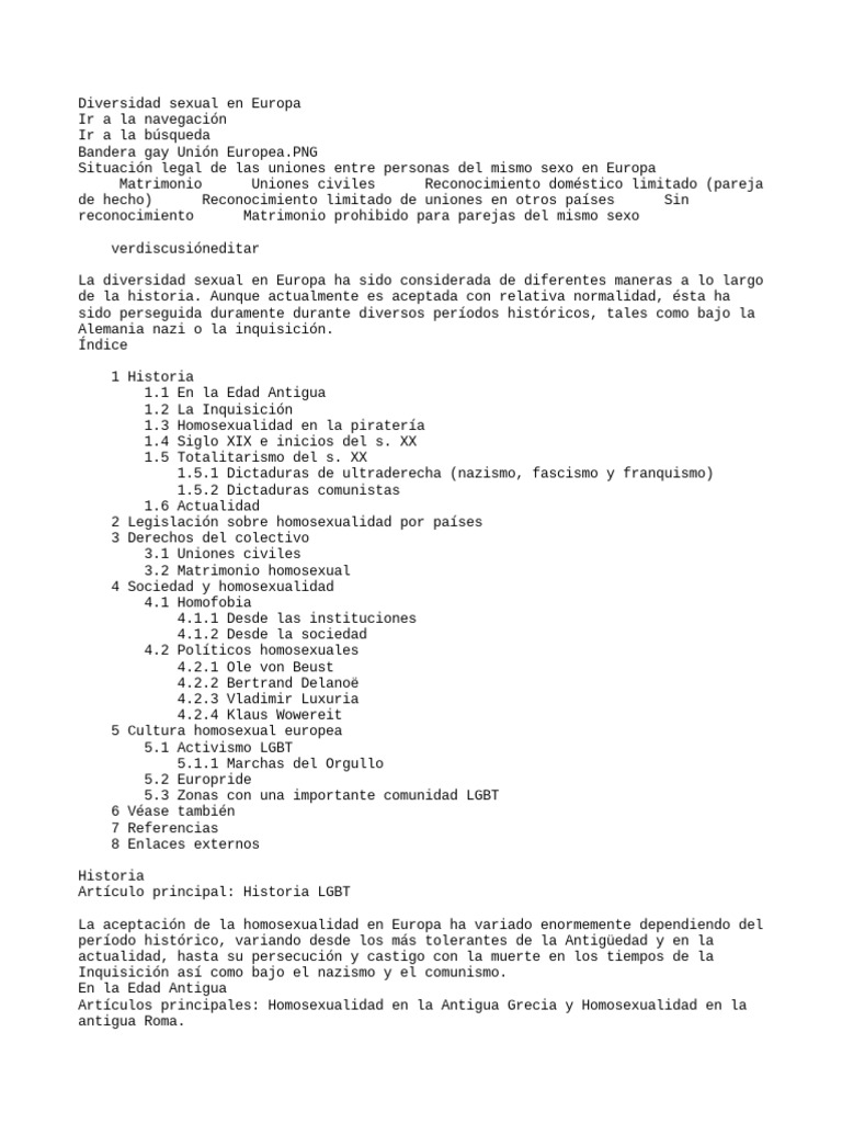 Diversidad Sexual en Europa PDF Homosexualidad Homofobia