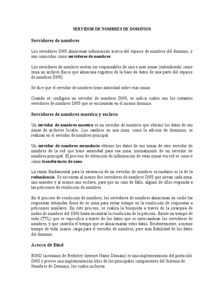 Guía Completa sobre Servidores DNS y BIND | PDF | sistema de nombres de ...