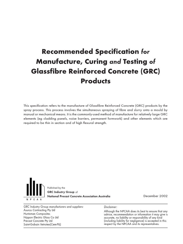 GRC Products: Manufacture and Standards | PDF | Concrete | Cement