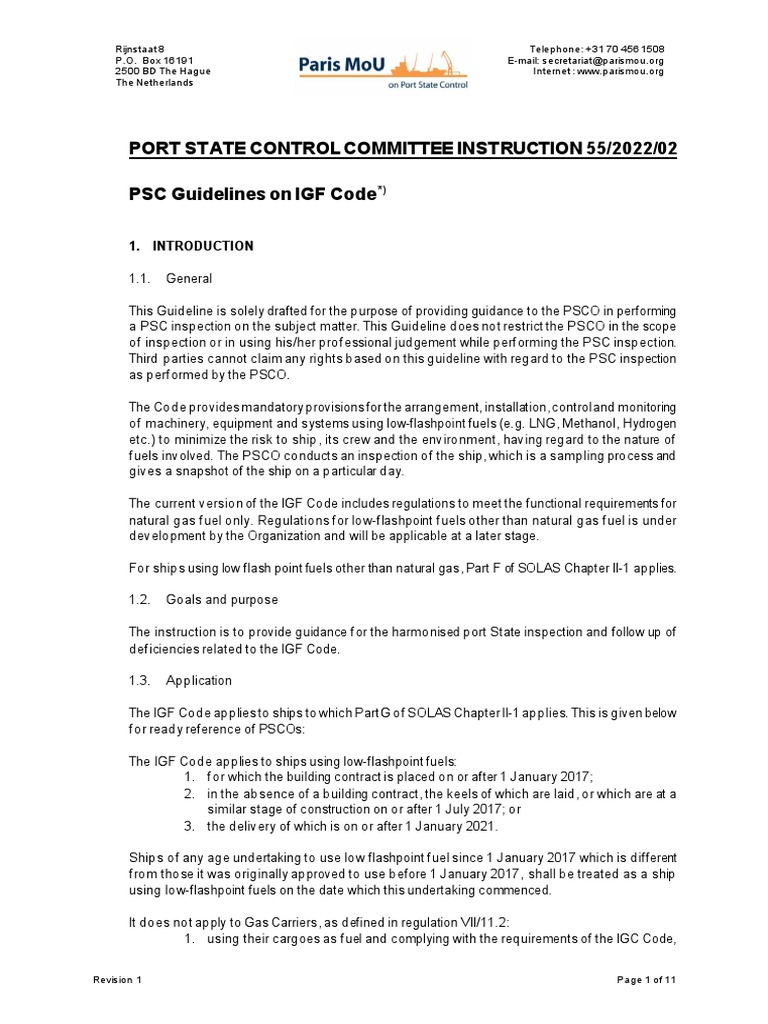 Guidelines for Port State Control Inspections of Ships Using Low