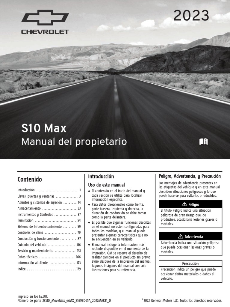 23 Chev S10 Max OM Es MX U 85598065A 2022MAR31 | PDF | Equipo ...