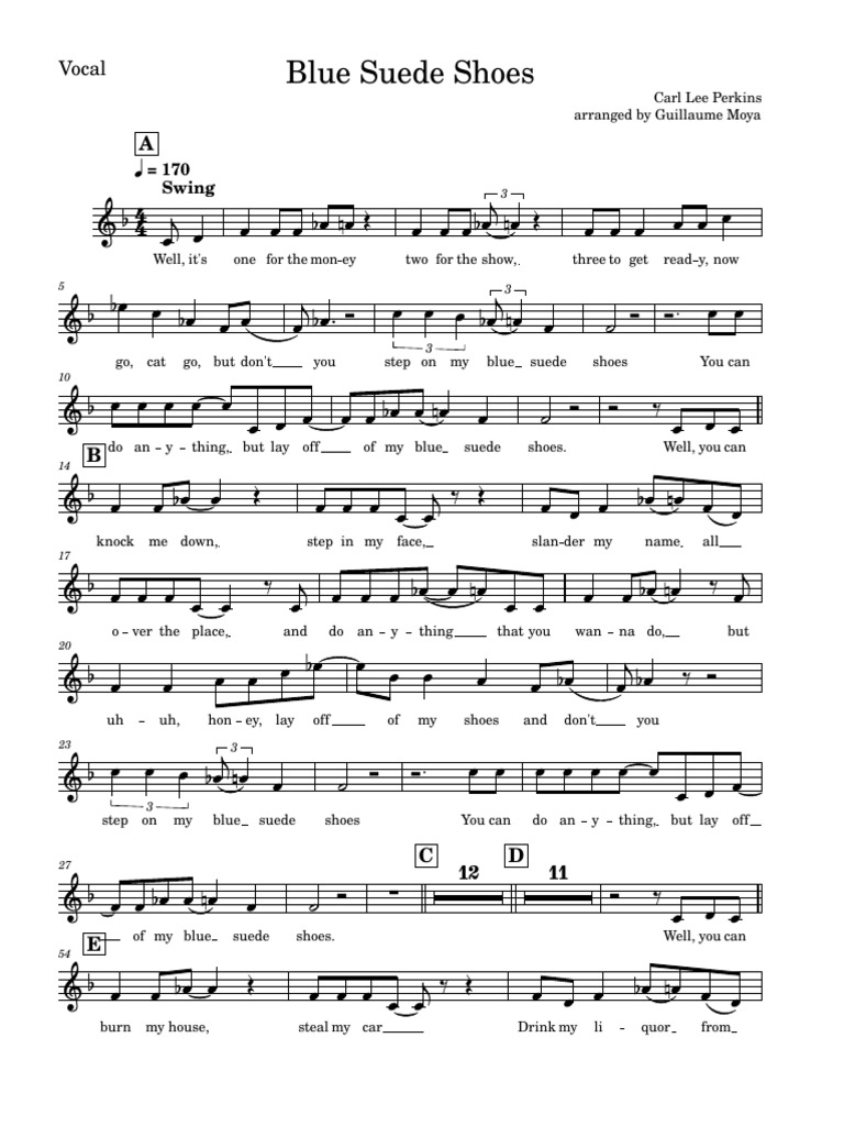 Blue Suede Shoes Carl Lee Perkins-Vocal | PDF | Song Recordings