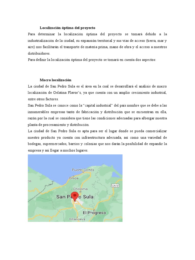 Localización Óptima Del Proyecto Terminado PDF Economias Business