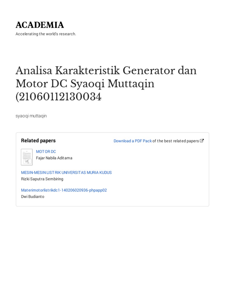 Analisa Karakteristik Motor dan Generator DC | PDF | Komputer
