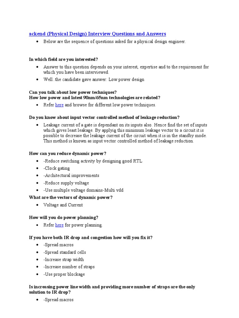 Low Power Design Interview Insights | PDF | Science & Mathematics ...
