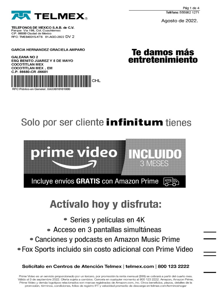 Recibo Telmex | PDF