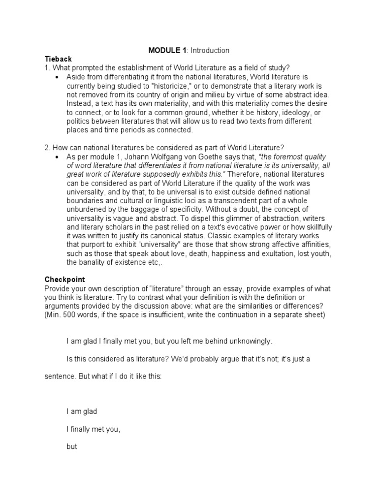 Hw Mod1 Wl Pdf Poetry