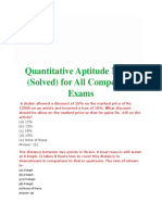 Quantitative Aptitude MCQs (Solved) For All Competitive Exams
