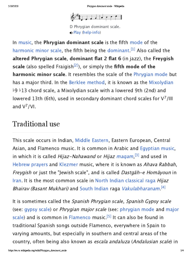 Phrygian Dominant Scale Wikipedia PDF Elements Of Music Musical