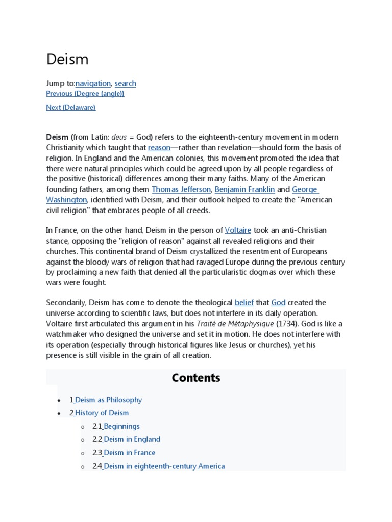 Overview of Deism's History and Beliefs | PDF | Deism | God
