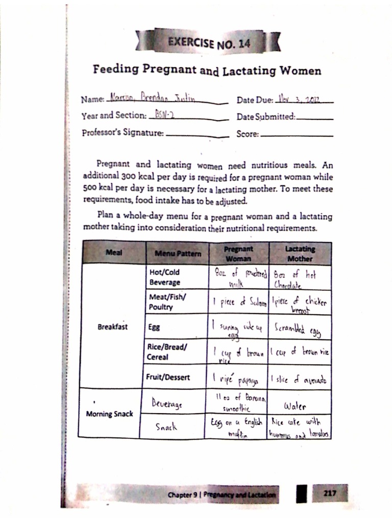 Feeding Pregnant and Lactating Women (Hand Written) - Narciso-BSN2 | PDF