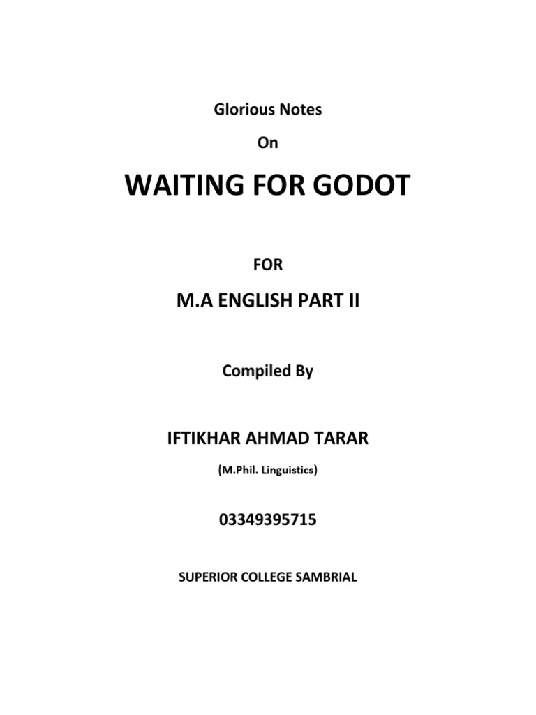 Waiting for godot pdf existentialism metaphysics