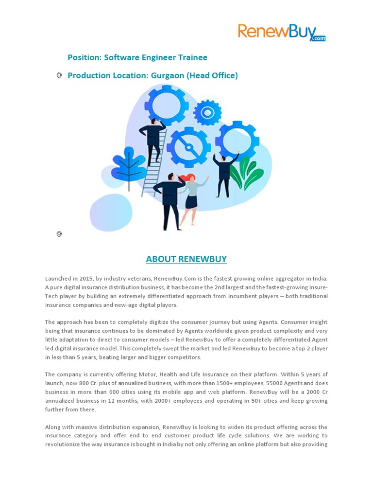 Software Engineer Trainee at RenewBuy | PDF | Insurance | Software ...
