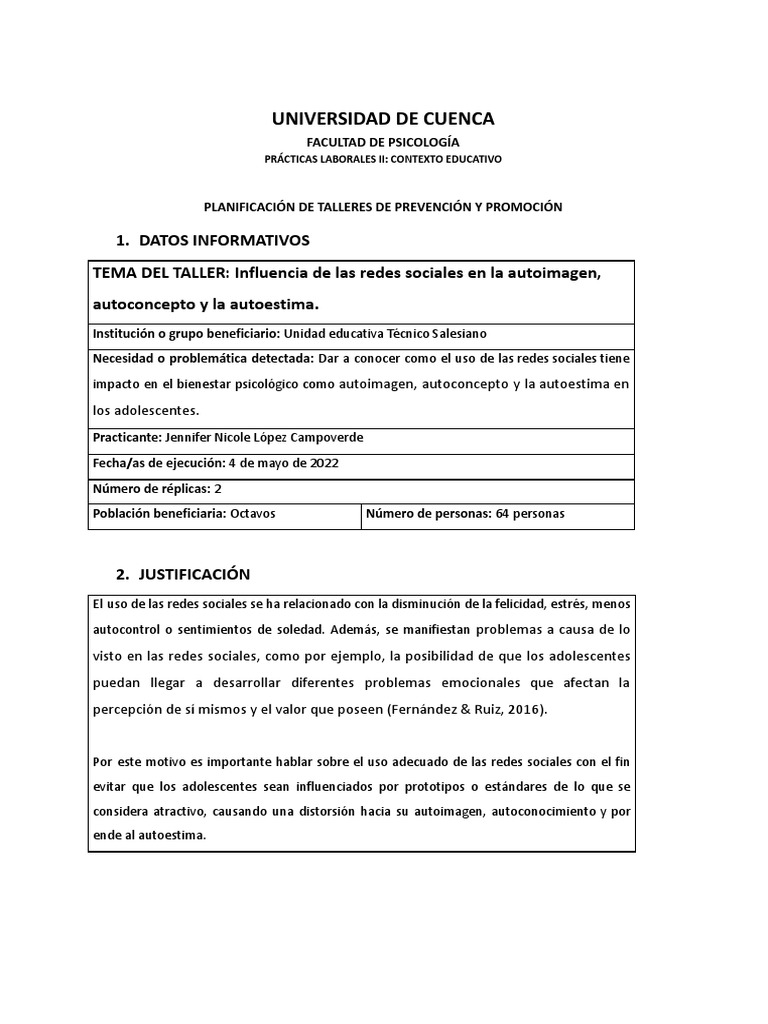 Taller de Autoestima en Adolescentes | PDF | Autoestima | Adolescencia