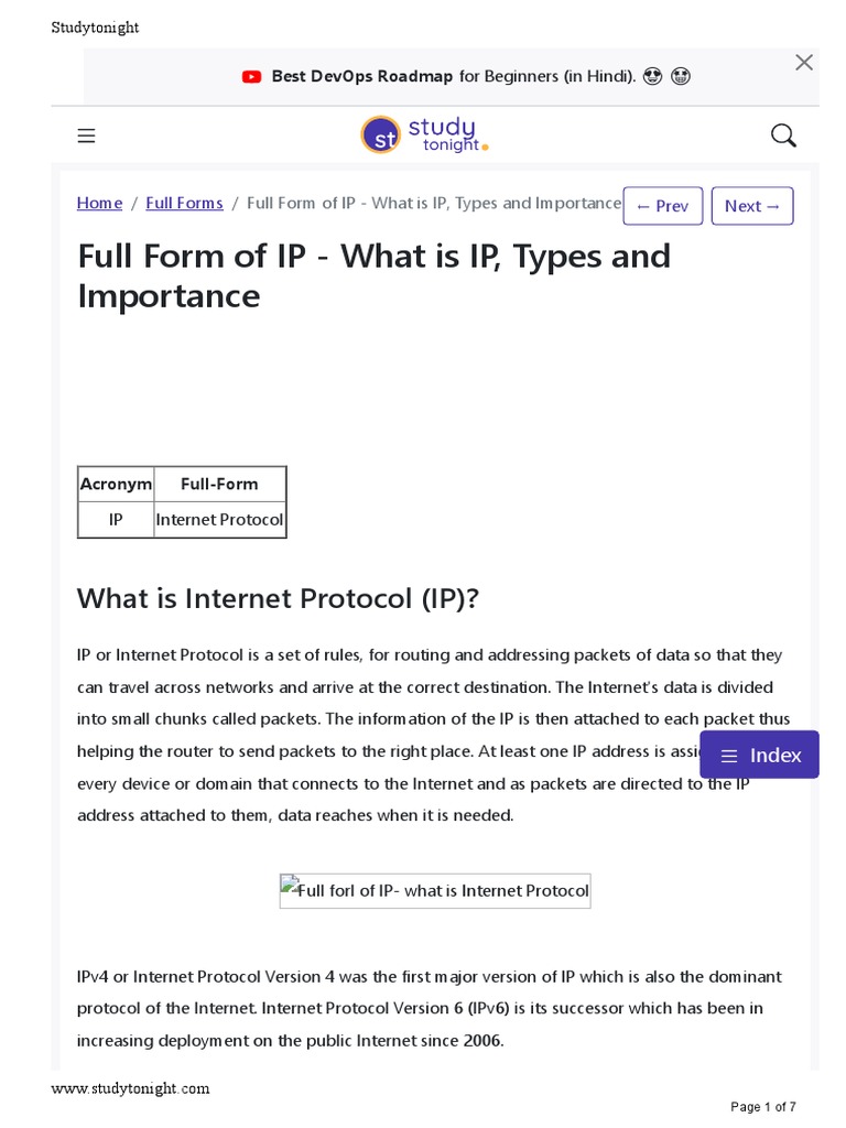 What Is The Internet Protocol? | PDF | Internet Protocol Suite ...