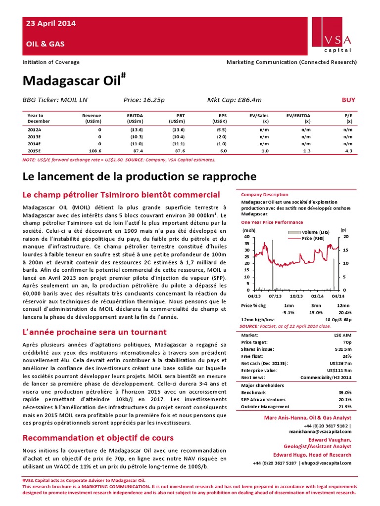 VSA Madagascar Oil French | PDF | Pétrole | Sable bitumineux