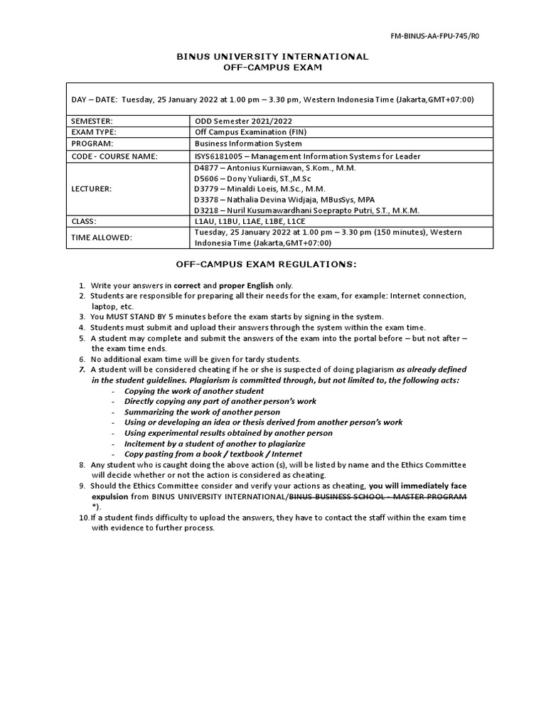 2110 - FE - ISYS6181005 &IBM - Management Information Systems For ...