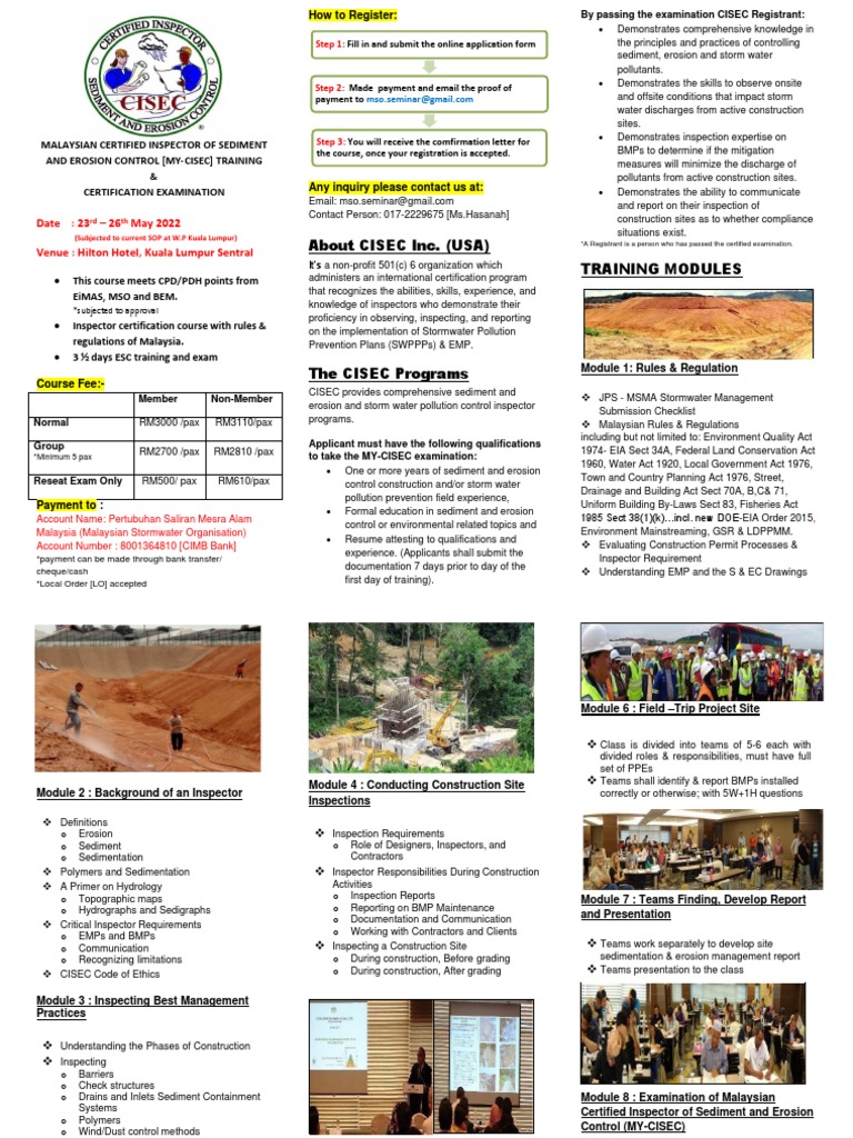 MY-CISEC Training & Certification Exam | PDF | Stormwater | Earth Sciences