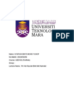 Name: Syafiah Binti Mohd Yusof No Matrik: 2022456256 Course: UED102 (Portfolio) Group: Lecture Name: PN Nor'Azurah Binti MD Kamdari