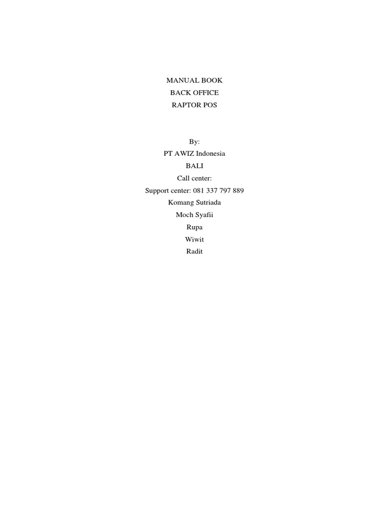 Manual Book BO - For User English Ver | PDF | Point Of Sale | Menu