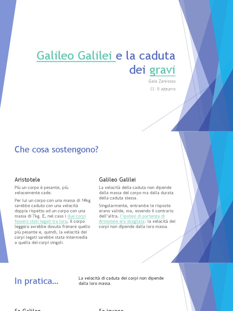 Galileo Galilei e La Caduta Dei Gravi PDF