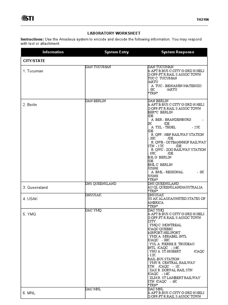 Amadeus Encoding Guide for Cities | PDF | Transport | Transport Companies