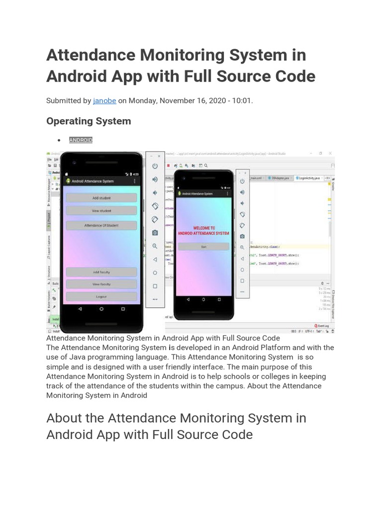Attendance Monitoring System in Android App With Full Source Code | PDF ...