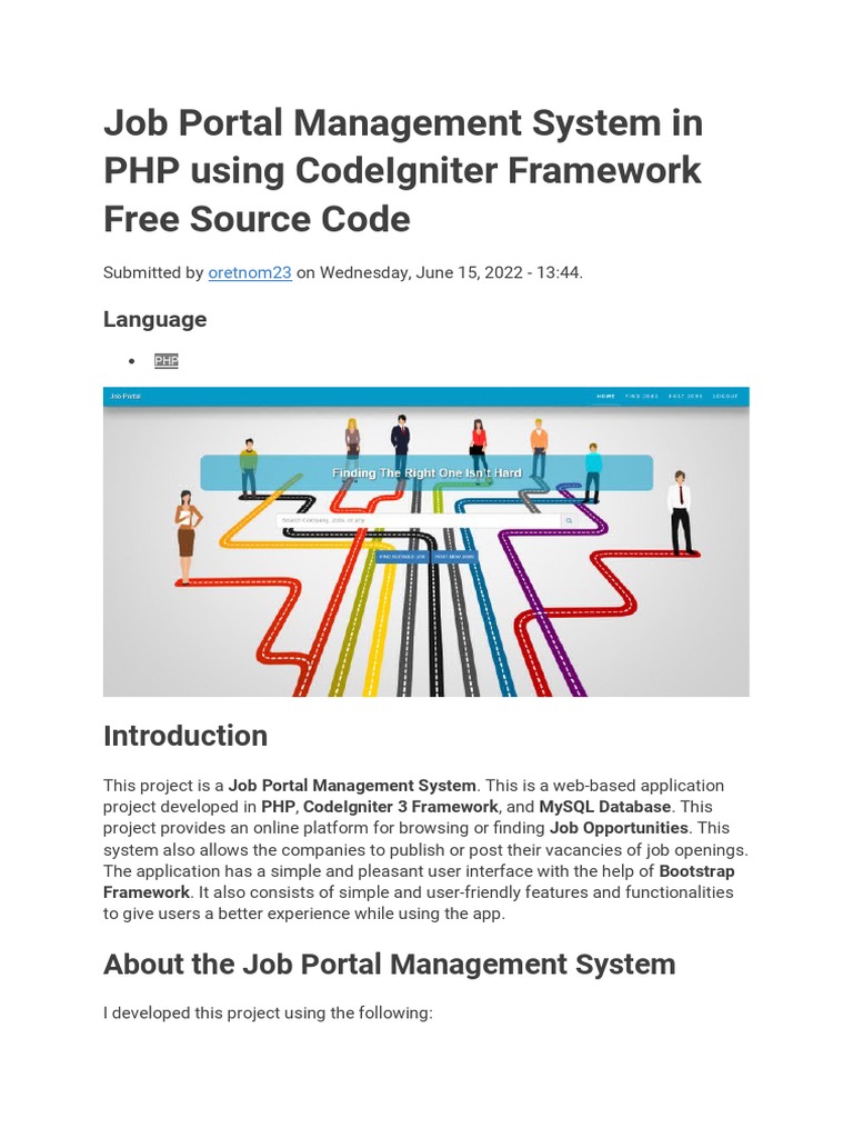Job Portal Management System in PHP Using CodeIgniter Framework | PDF ...