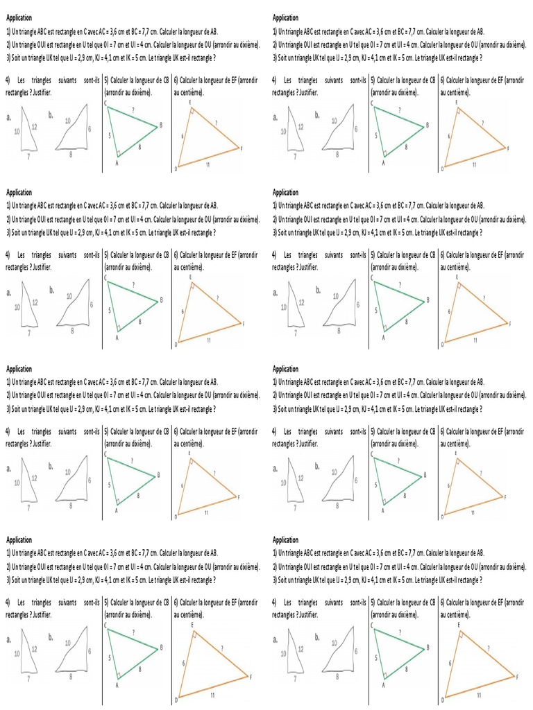 Calculs de triangles rectangles | PDF | Objets géométriques | Polytope