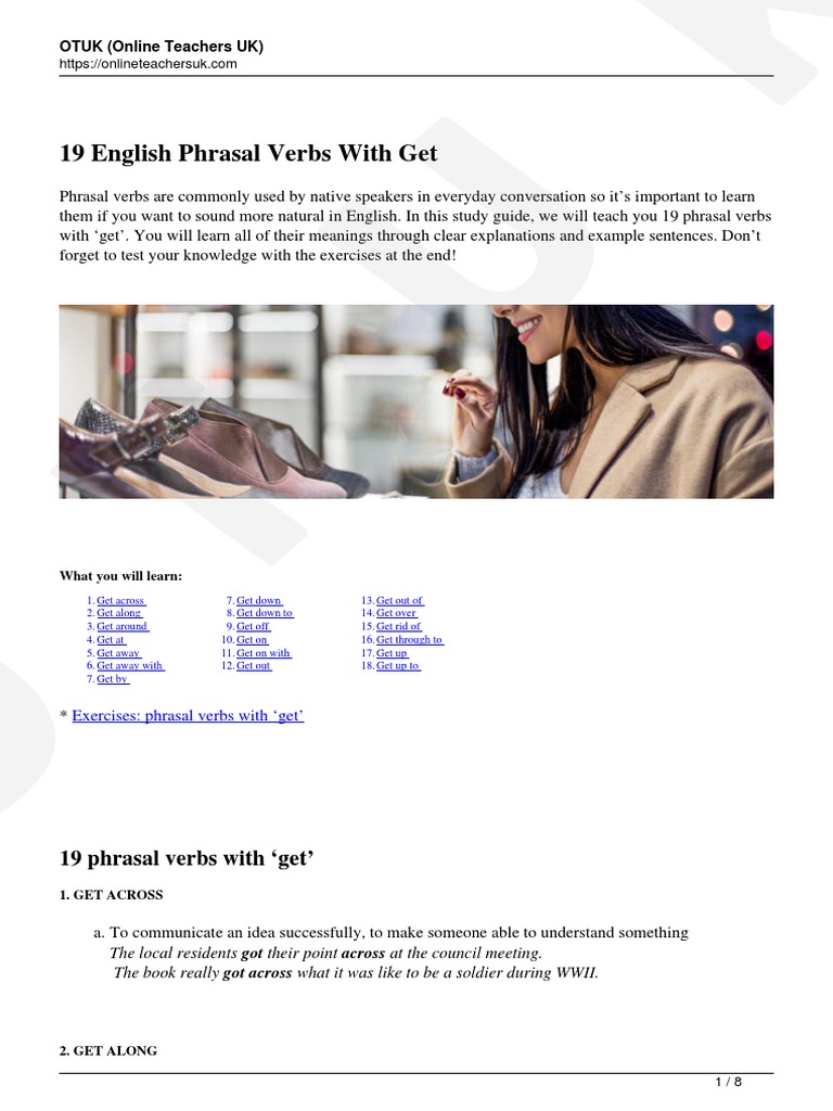Phrasal Verbs Get | PDF | Language Arts & Discipline | Foreign Language ...