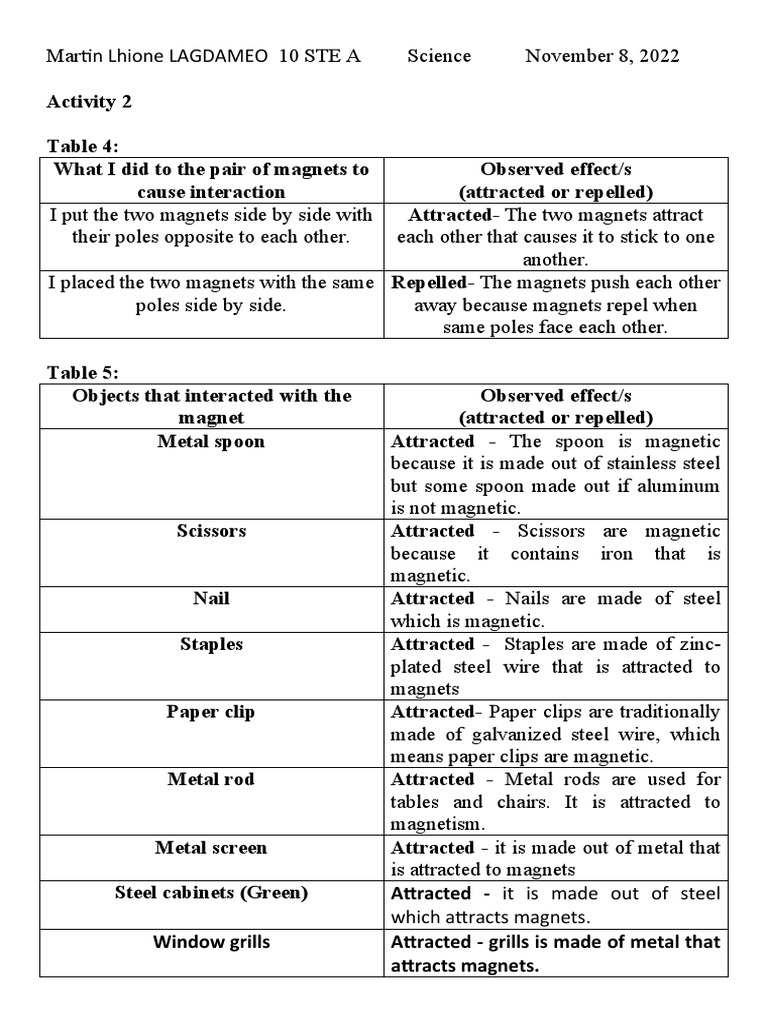 Sci q2 Act 2 | PDF