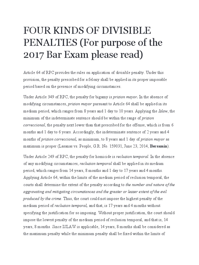 Understanding Divisible Penalties in RPC | PDF | Misconduct | Crimes