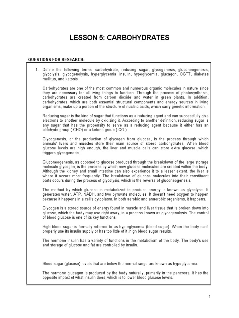 Carbohydrate Metabolism Overview | PDF | Carbohydrates | Glucose