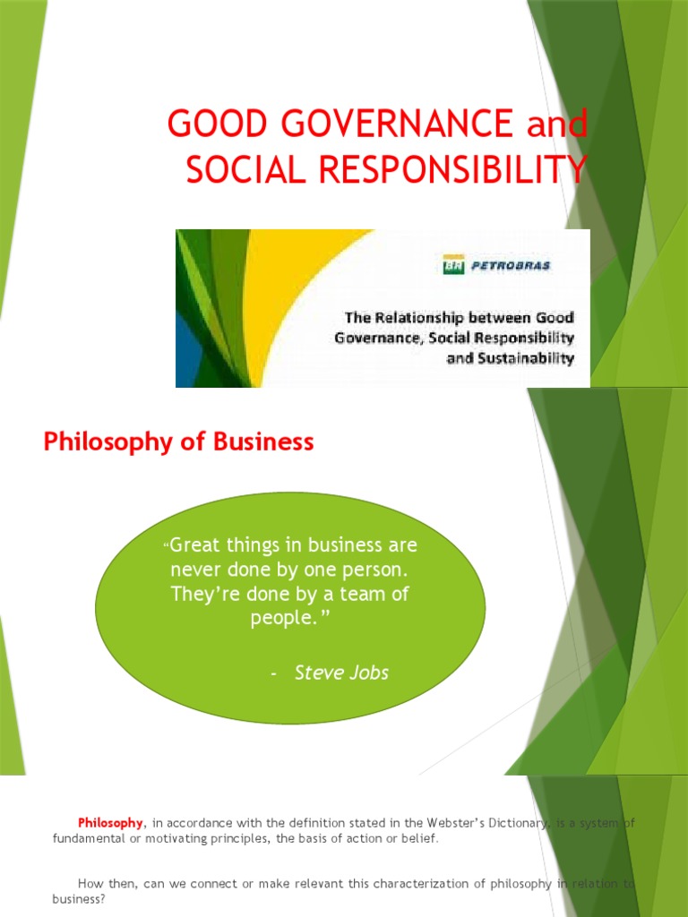 GOOD GOVERNANCE and SOCIAL RESPONSIBILITY | PDF | Corporate Social ...