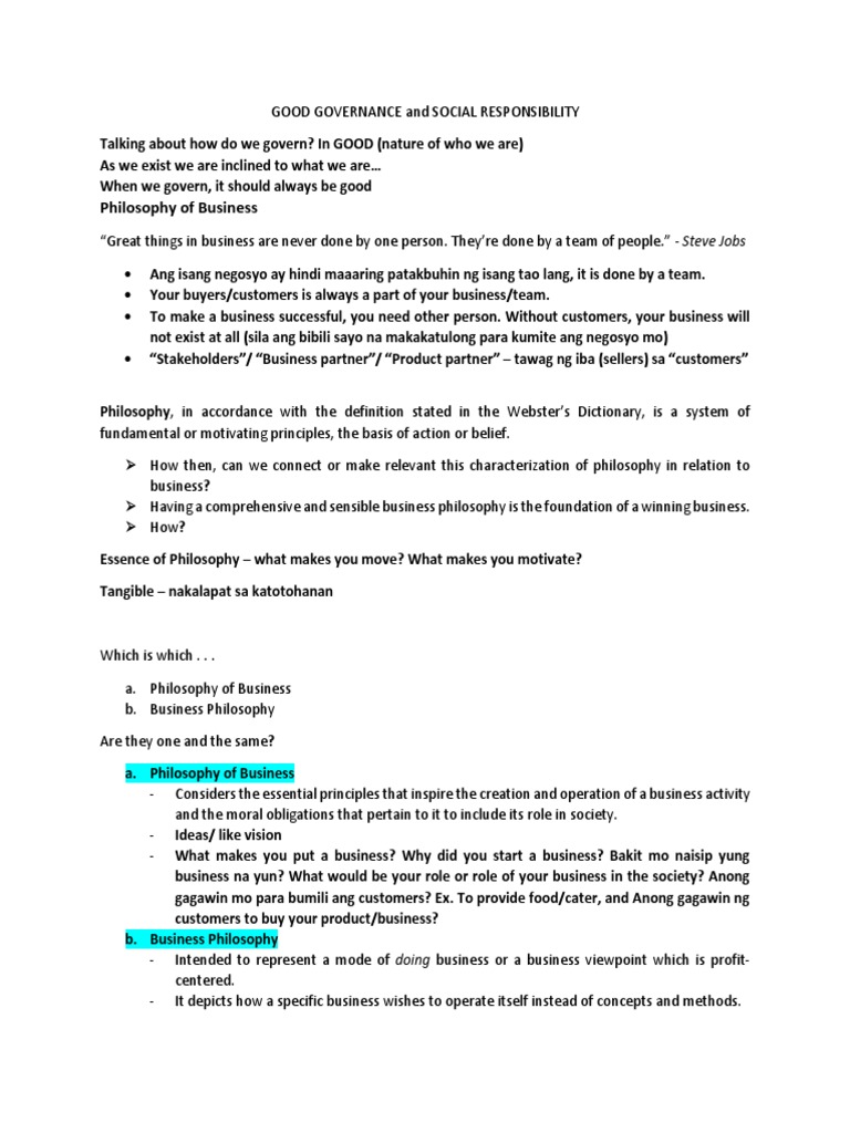 Good Governance and Social Responsibility (Reviewer) | PDF | Corporate ...