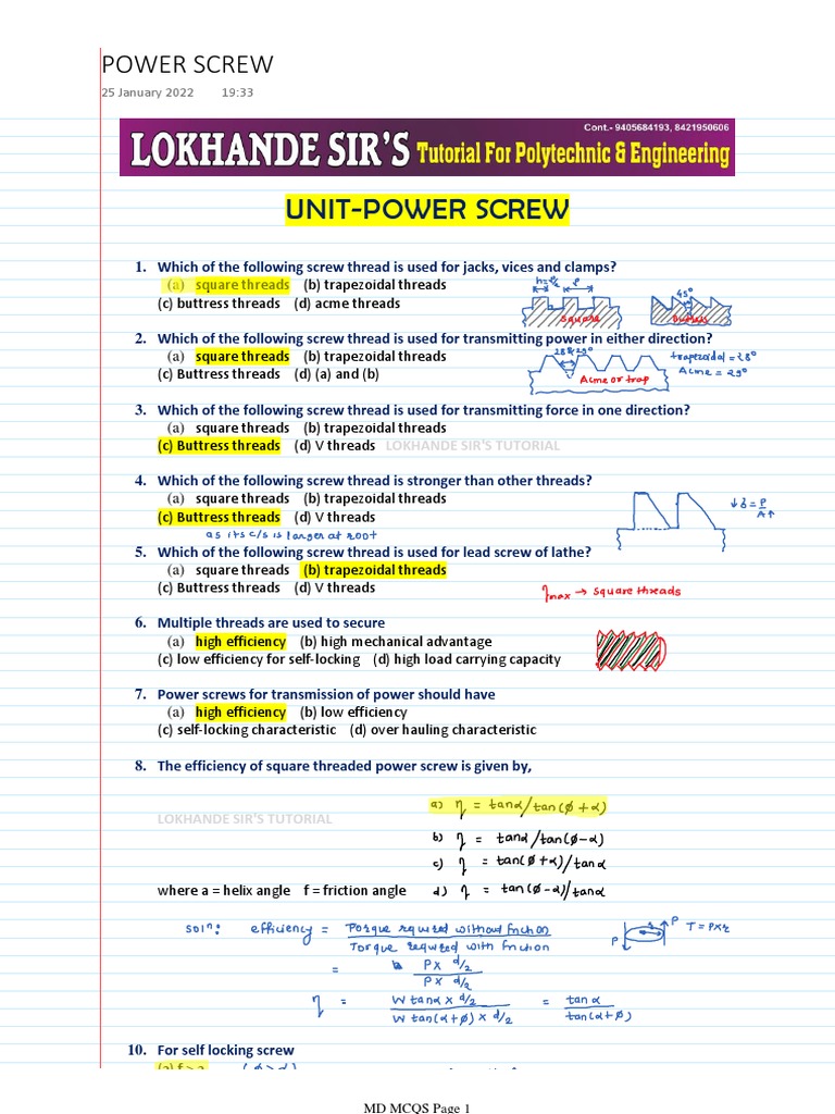 Power Screw PDF Machining Metalworking