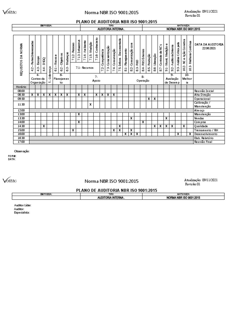 Plano De Auditoria Interna 2021 Modelo 1 Download Grátis Pdf