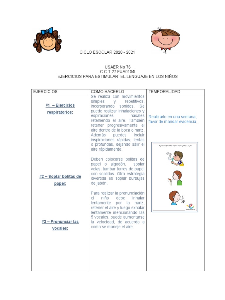 Ejercicios de Lenguaje para Niños | PDF | Sílaba | Ritmo