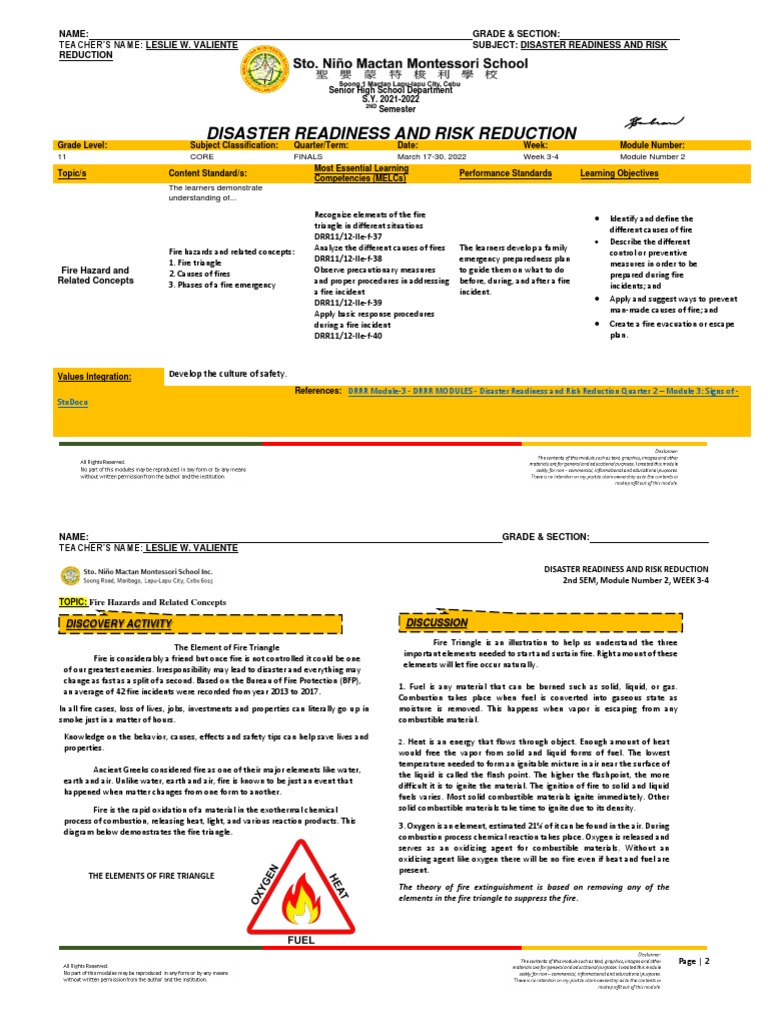 DRR Module 2 3 For Finals.. | PDF | Fires | Combustion