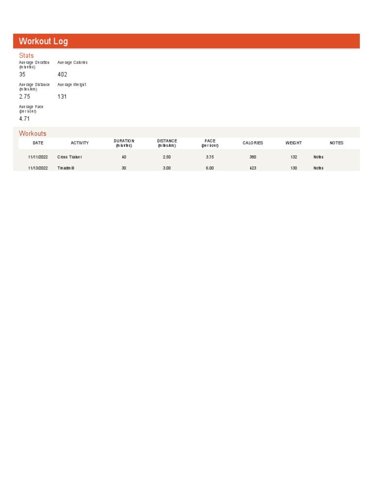 Workout Template 01 | PDF