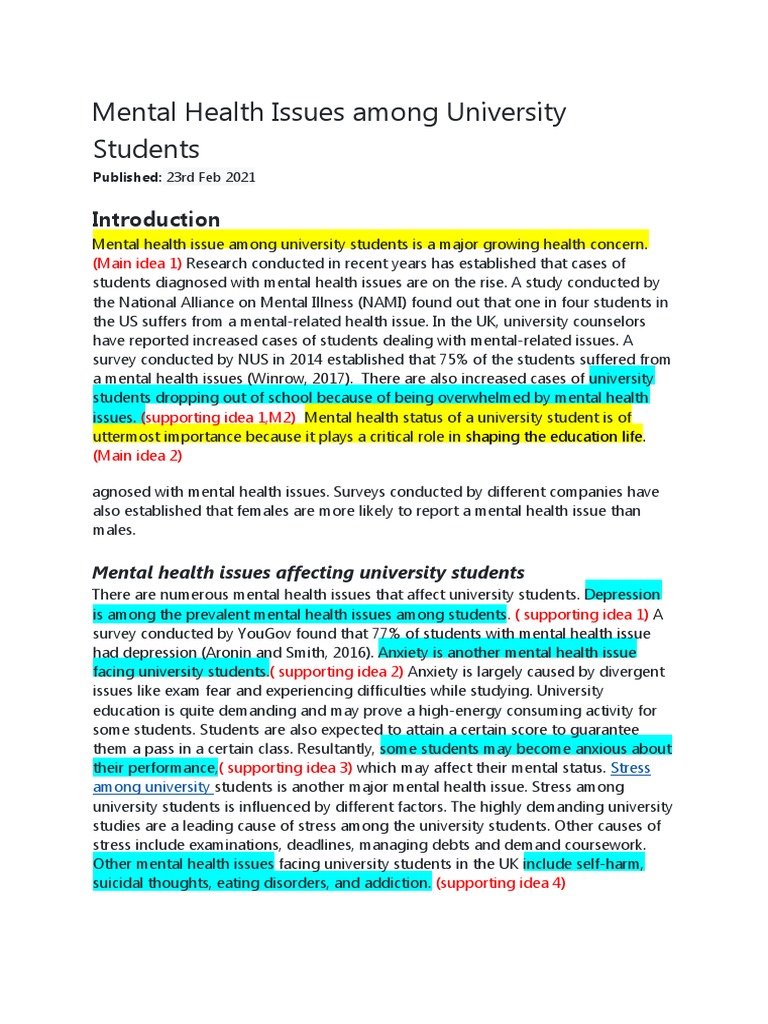 Rising Mental Health Issues in Students | PDF | Mental Disorder ...