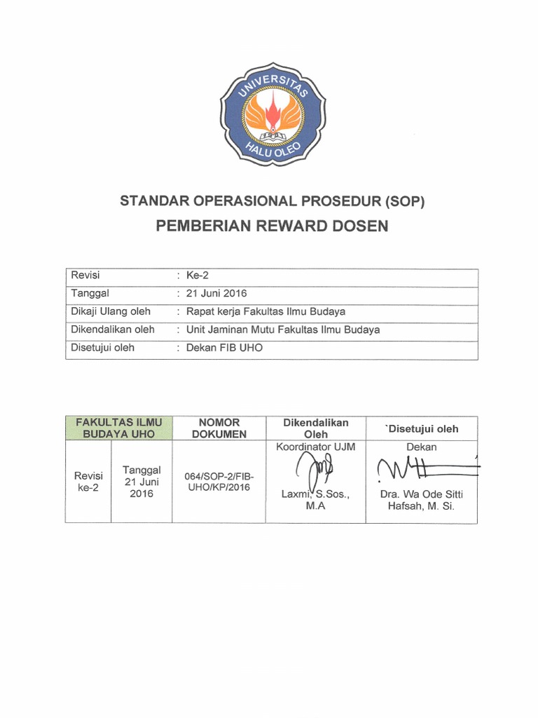 Sop Pemberian Reward Dosen | PDF